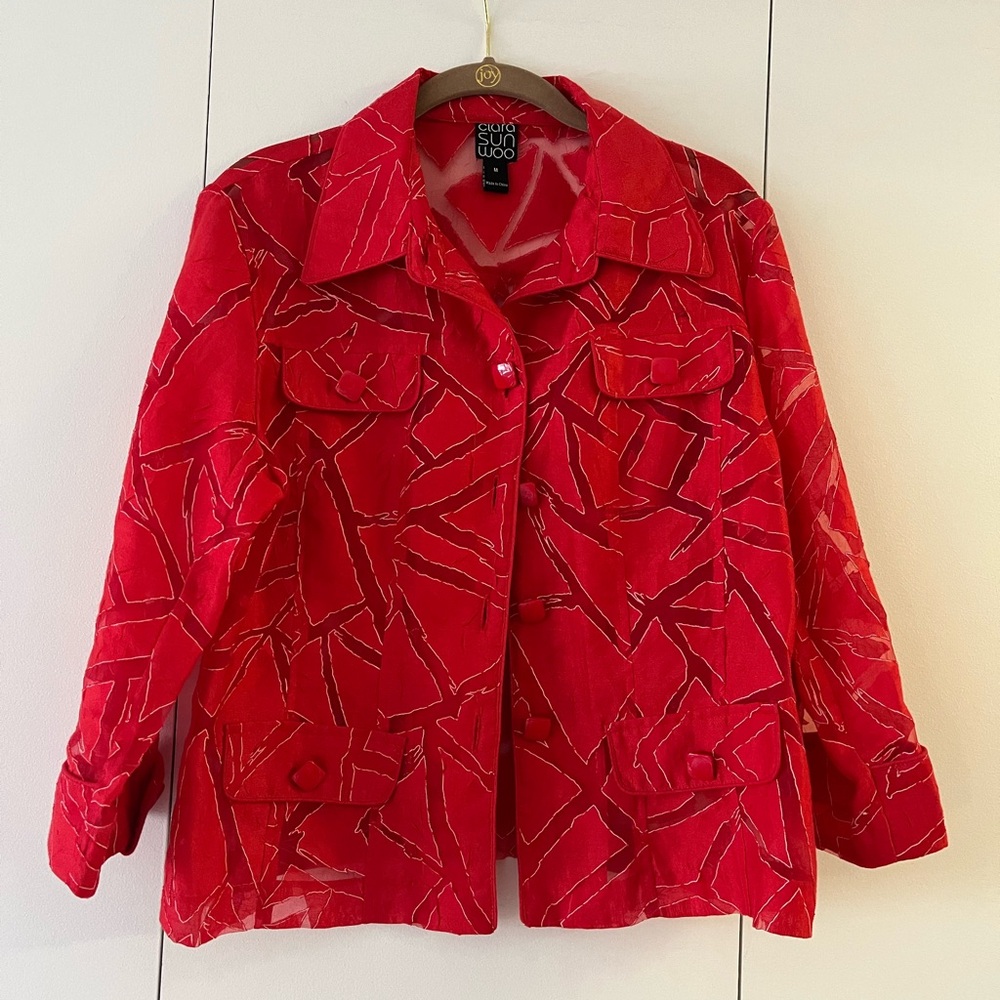 Clara Sun Woo Red Abstract Blazer